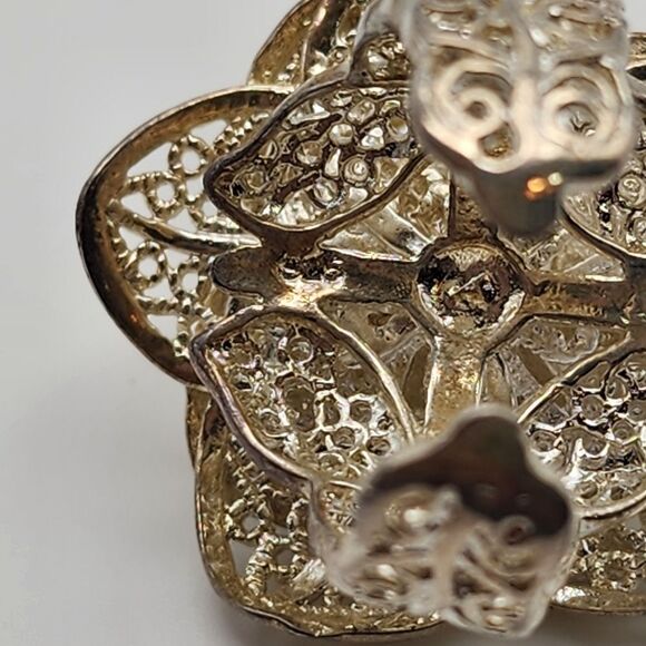 Sterling Silver Filigree Lace Rose Adjustable Ring - Picture 6 of 7